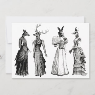 victorianische Tiere Frauen lustig Einladung