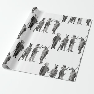 victorianische Tiere Männer lustig Geschenkpapier