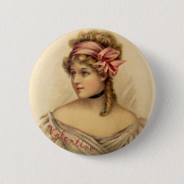 Victorianischer Valentinsgruß-Knopf Button (Vorderseite)