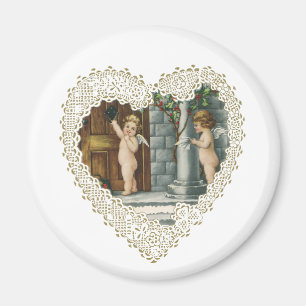 Victorianischer Valentinstag, Vintage-Engel mit Br Magnet