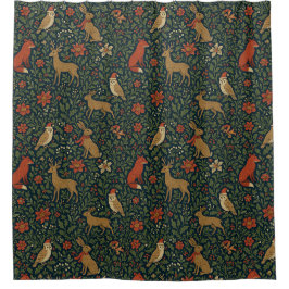 Victorianisches Weihnachts-Tier- & Botanik- Duschvorhang