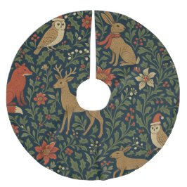 Victorianisches Weihnachts-Tier- & Botanik- Polyester Weihnachtsbaumdecke