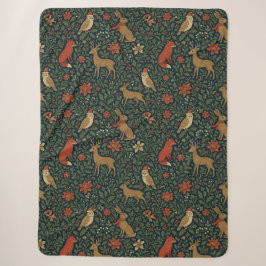 Victorianisches Weihnachts-Tier- und Botanik- Sherpadecke
