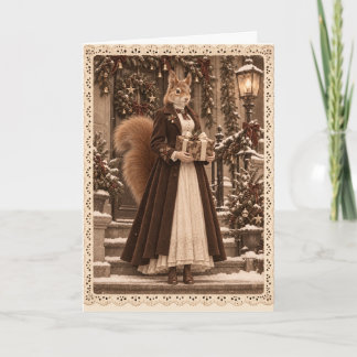 Victorianisches Weihnachtsgeschenk des Eichhörnche Karte