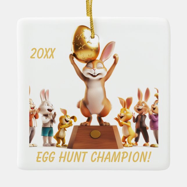 Victorious Bunny Egg Hunt Champion Keramikornament (Vorderseite)