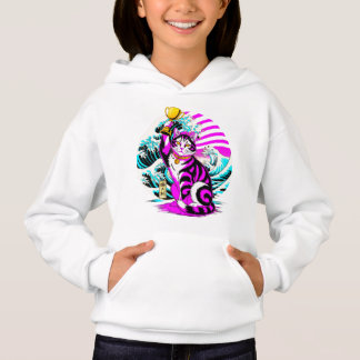 Victorious Wave Cat - Japanese Gamer Gift Hoodie