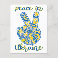 Victory gesture and lettering Peace in Ukraine