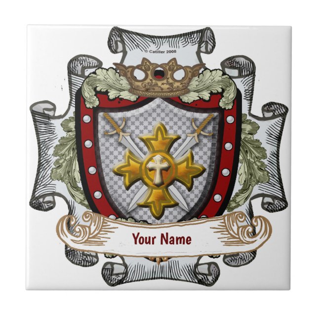 Victory Shield Nachname  Fliese (Vorderseite)