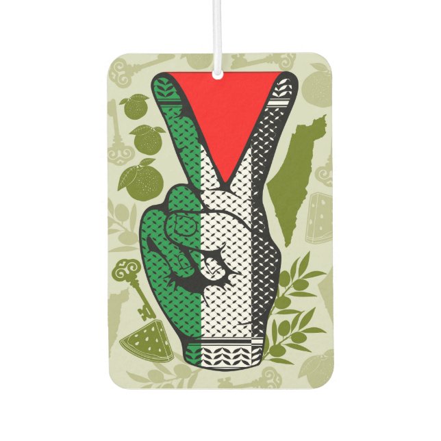 Victory Sign Hand Resistance Red Triangle Symbol Autolufterfrischer (Vorderseite)