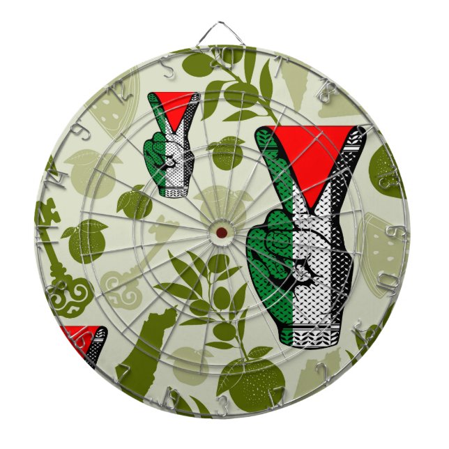 Victory Sign Hand Resistance Red Triangle Symbol Dartscheibe (vorne)