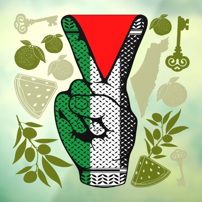 Victory Sign Hand Resistance Red Triangle Symbol Fensteraufkleber (Blatt 3)