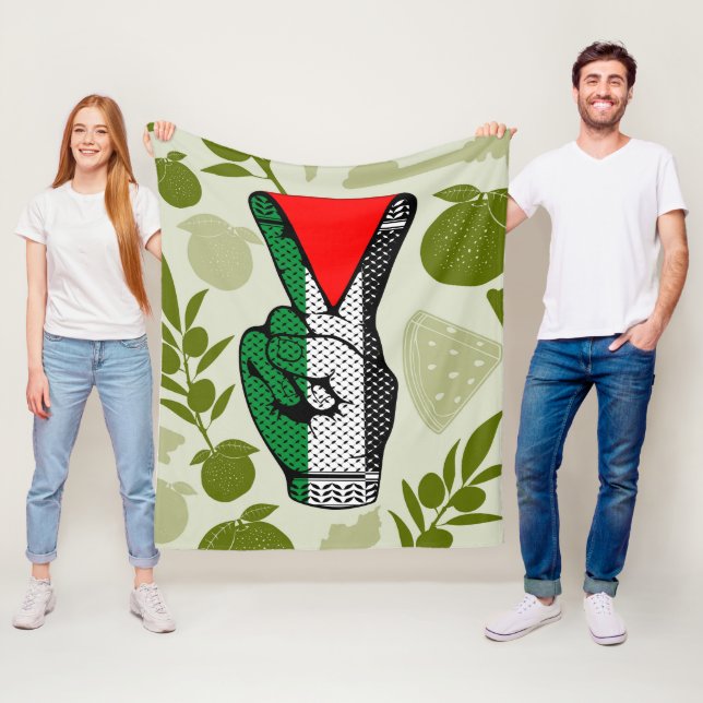 Victory Sign Hand Resistance Red Triangle Symbol Fleecedecke (Beispiel)
