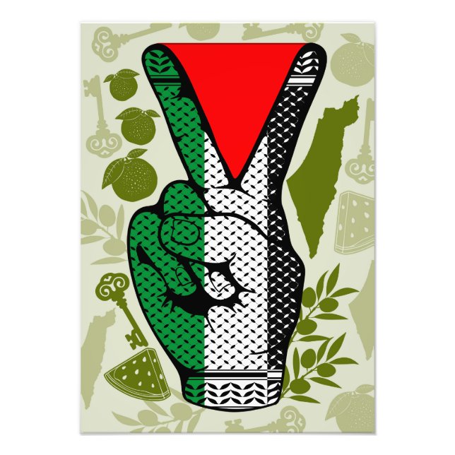 Victory Sign Hand Resistance Red Triangle Symbol Fotodruck (Vorne)