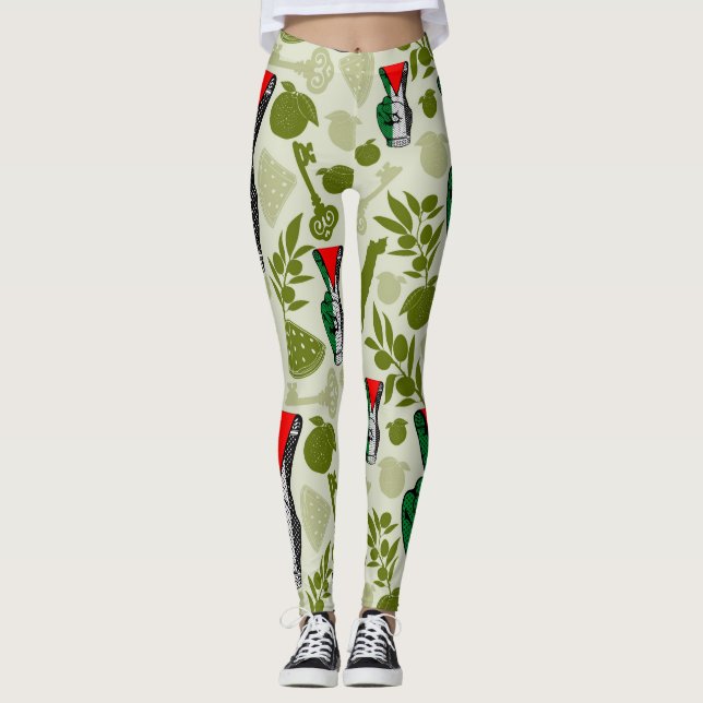 Victory Sign Hand Resistance Red Triangle Symbol Leggings (Vorderseite)