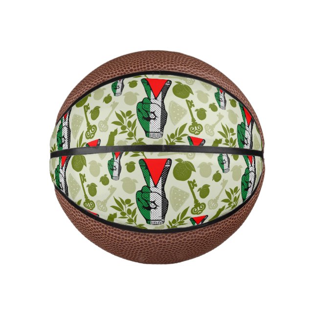 Victory Sign Hand Resistance Red Triangle Symbol Mini Basketball (Vorderseite)