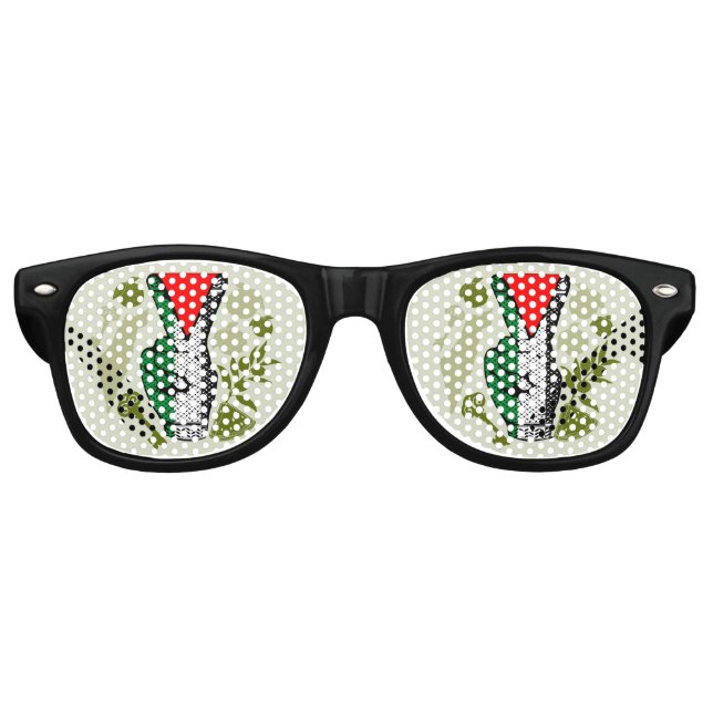 Victory Sign Hand Resistance Red Triangle Symbol Partybrille (Vorderseite)