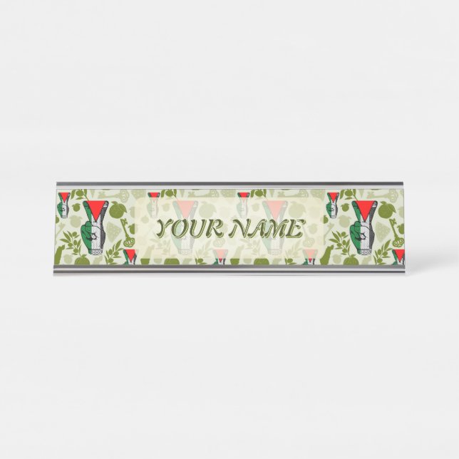 Victory Sign Hand Resistance Red Triangle Symbol Schreibtischnamensplakette (Vorderseite )