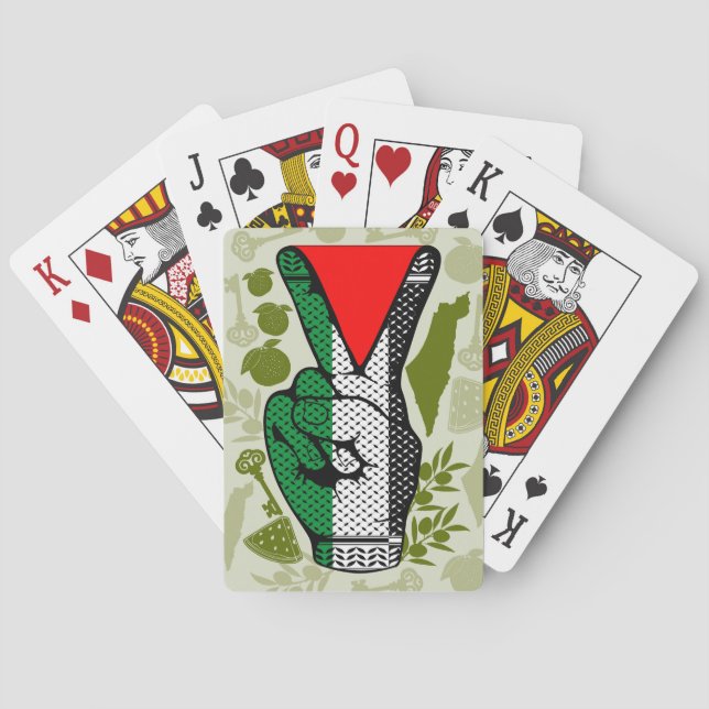 Victory Sign Hand Resistance Red Triangle Symbol Spielkarten (Rückseite)