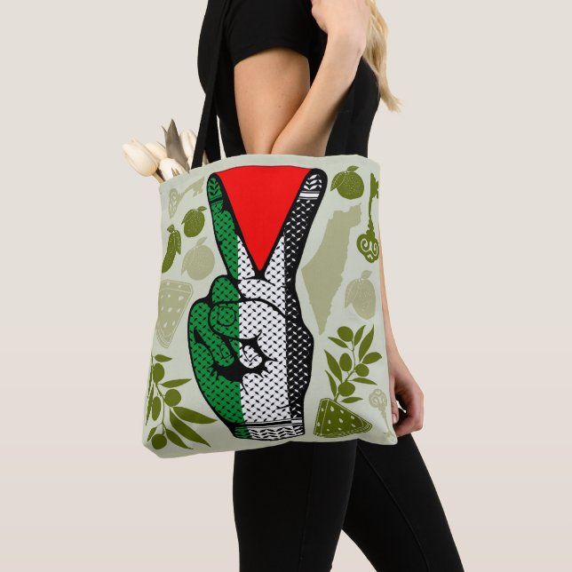 Victory Sign Hand Resistance Red Triangle Symbol Tasche (Von Nahem)