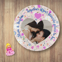 Vide-poche Photo floral rose de maman et fille