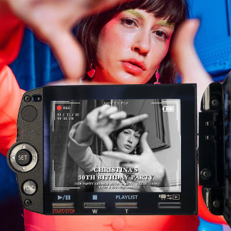 Video Camera Foto 30. Geburtstag Party Einladung