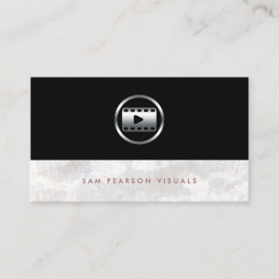 Video Editor Fett Silver Video Clip Symbol elegant Visitenkarte