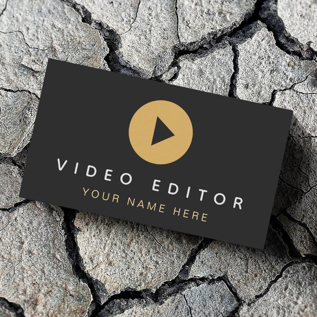 Video Editor Filmmaker Play Button Social Media Visitenkarte (Von Creator hochgeladen)