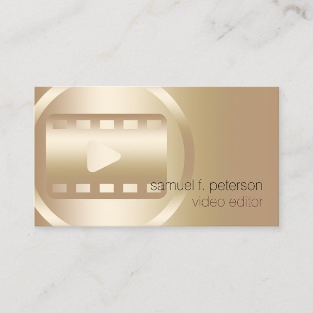 Video Editor Symbol für goldene Streifen Visitenkarte (Vorderseite)