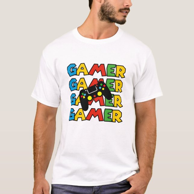 "Video Game Addicts" Funny Gamer T-Shirt (Vorderseite)