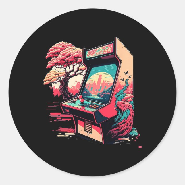 Video-Game-Arcade 1 Runder Aufkleber (Vorderseite)