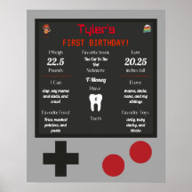 Vidéo Game Baby's 1st Birthday Milestones Poster