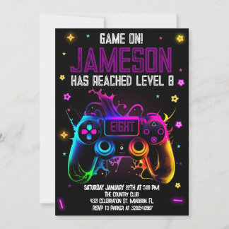 Video Game Birthday Boy Gamer Party Einladung