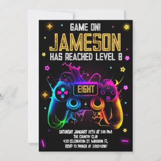 Video Game Birthday Boy Gamer Party Einladung
