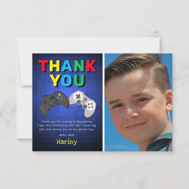 Video Game Birthday Foto Vielen Dank Dankeskarte (Vorderseite)
