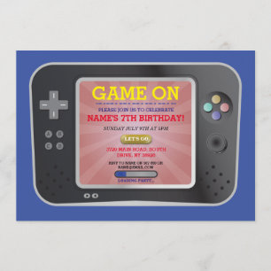 Video Game Birthday Party Gamer Boy Console laden Einladung