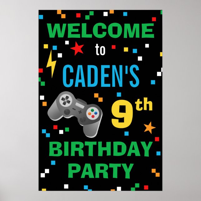 Video Game Birthday Party Willkommenspender Poster (Vorne)
