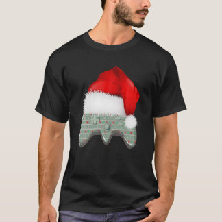 Video Game Christmas Controller Weihnachtsmannmütz T-Shirt