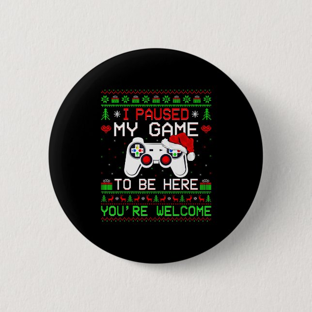Video Game Christmas Ugly Sweater Funny Gamer Gami Button (Vorderseite)