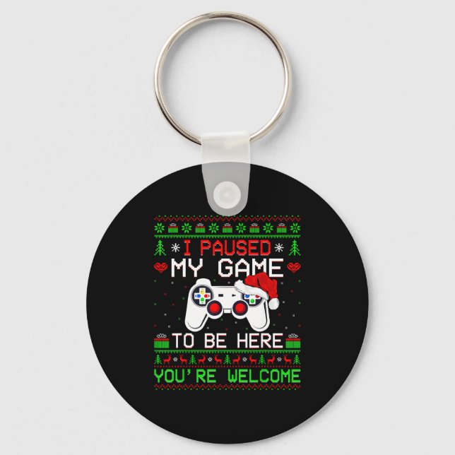 Video Game Christmas Ugly Sweater Funny Gamer Gami Schlüsselanhänger (Vorderseite)