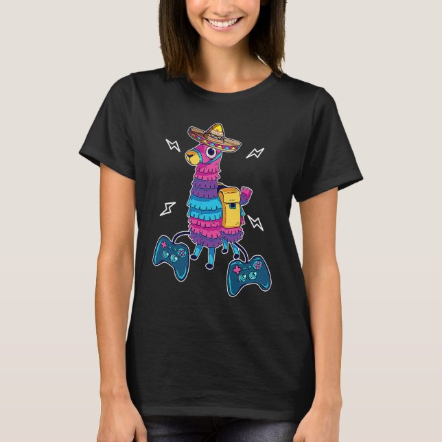 Video Game Cinco de Mayo Llama Pinata and Game Con T-Shirt (Vorderseite)