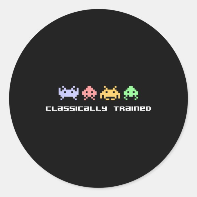 Video Game Clicated Alien Invaders Vintag Runder Aufkleber (Vorderseite)