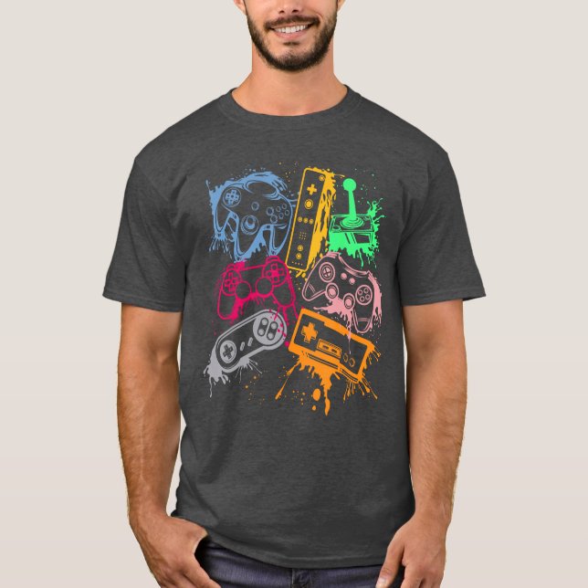 Video Game Console Controllers Retro 80s 90s Arcad T-Shirt (Vorderseite)