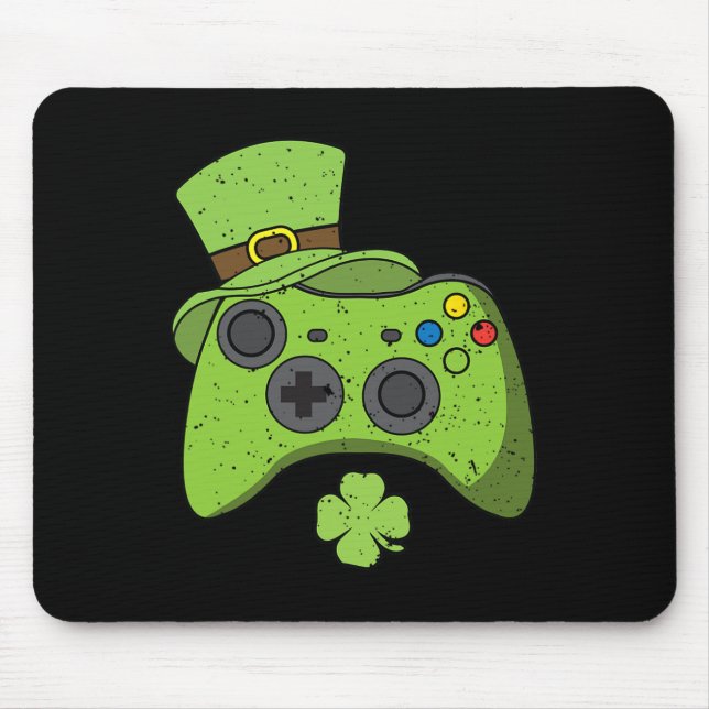 Video Game Console St Patricks Day Kids Gamers Mousepad (Vorne)