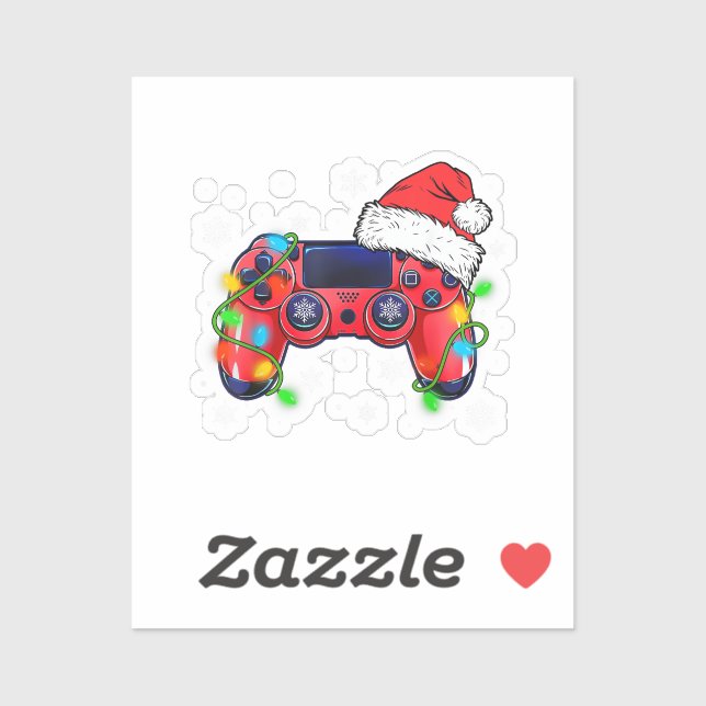 Video Game Controller Christmas Santa Hat Gamer Bo Aufkleber (Blatt)