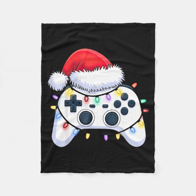 Video Game Controller Christmas Santa Hat Gamer Bo Fleecedecke (Vorderseite)