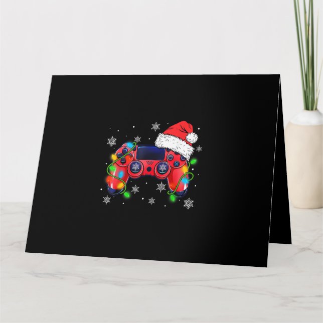 Video Game Controller Christmas Santa Hat Gamer Bo Karte (Vorderseite)