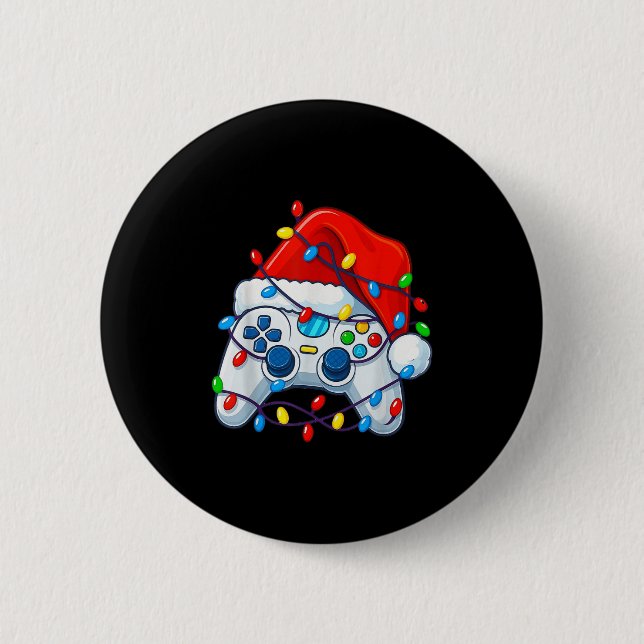 Video Game Controller Christmas Santa Hat Gamer Fu Button (Vorderseite)