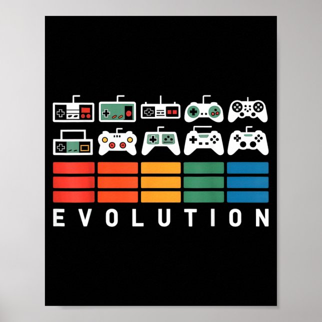 Video Game Controller Evolution 80s 90s Retro Gami Poster (Vorne)