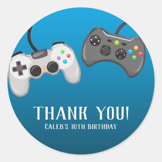 Video Game Controller Gamer Birthday Party - Gefal Runder Aufkleber (Vorderseite)