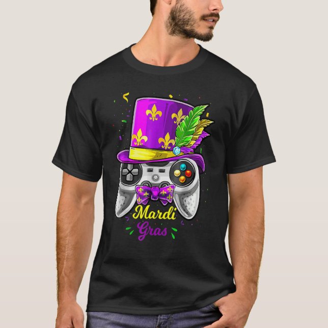 Video Game Controller Gamer E Sports Mardi Gras Ca T-Shirt (Vorderseite)